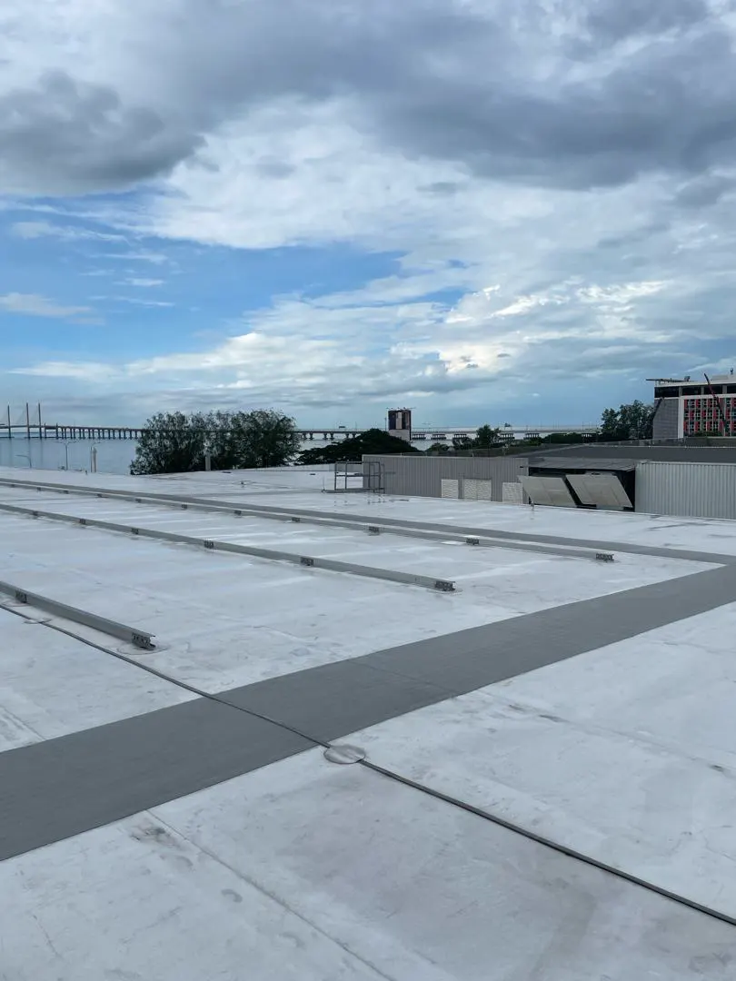 Completed TPO membrane roof on a manufacturing plant