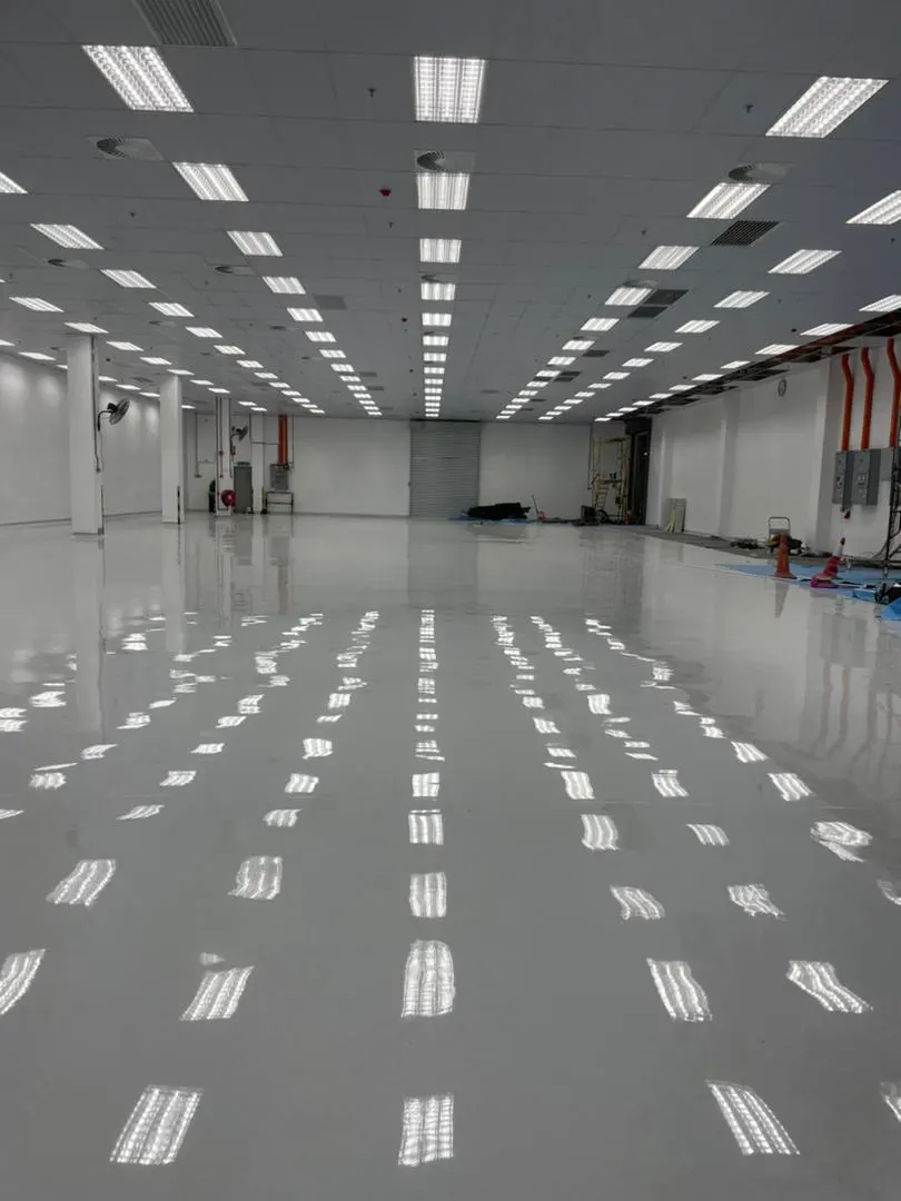 Finished cleanroom with epoxy floor and panel ceiling